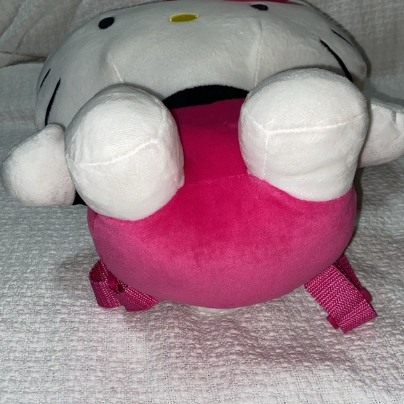 Nwot Hello Kitty Soft Plush Backpack Web Straps Pink White Zip Pocket - Picture 12 of 12